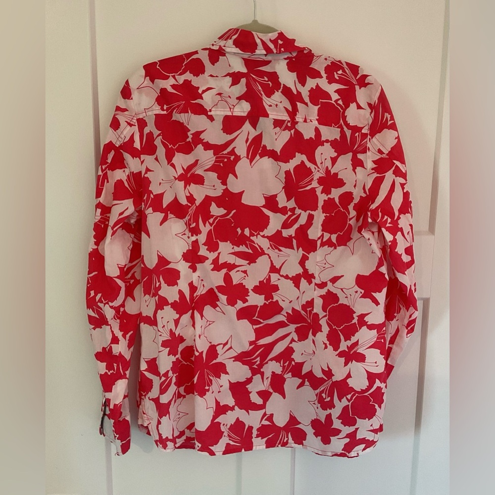 Tommy Hilfiger Bright Pink & White Hawaiian Print Button Blouse Size XL - Picture 3 of 11